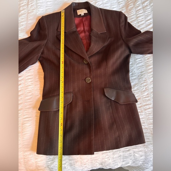 Vintage Alberto Makali Brown Pinstripe Women's Blazer - Picture 9 of 11